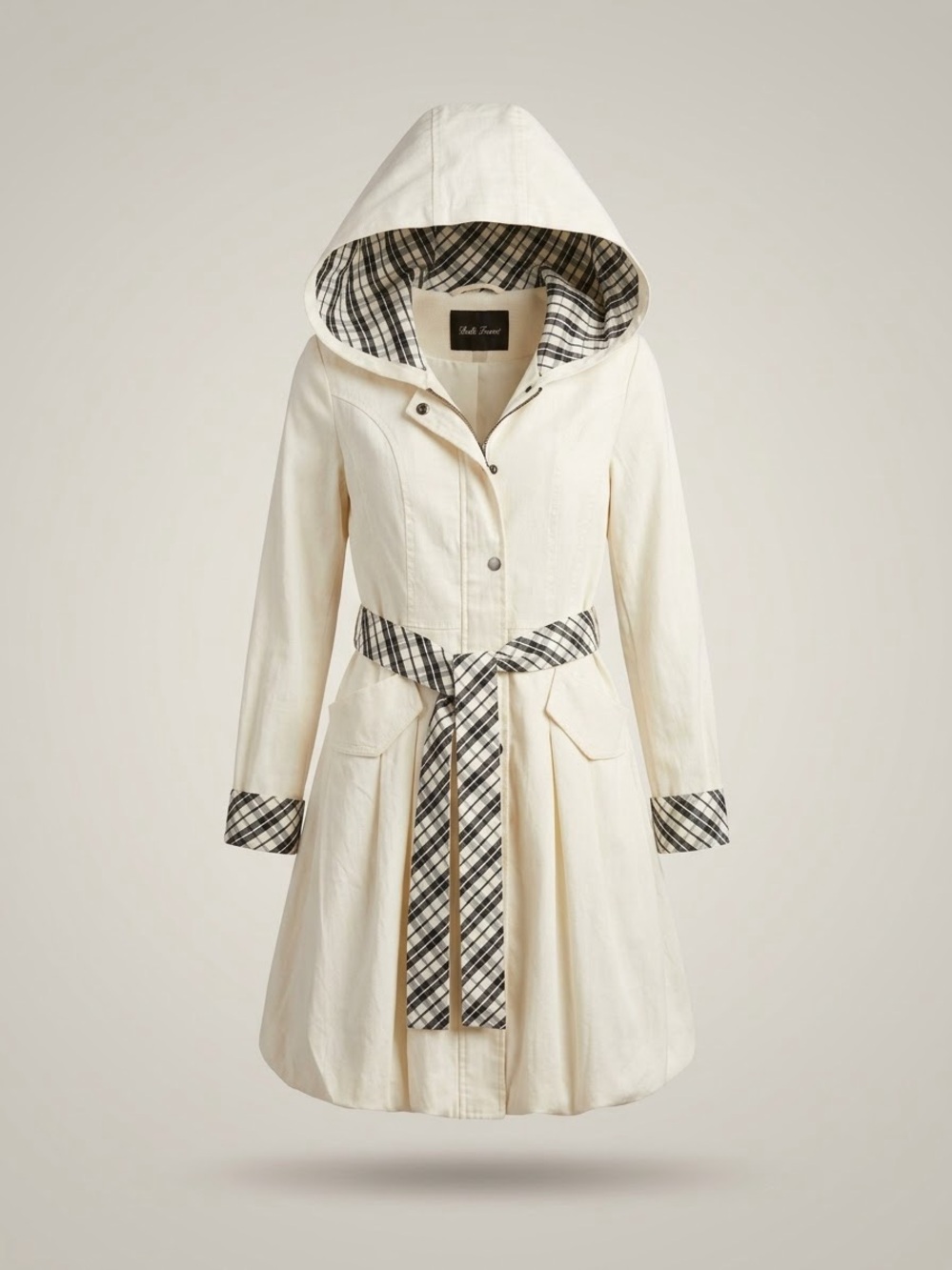 BELLE FARE Aniva Microfabric Bubble Trench Coat/ S/ nwot / Ptp-19” $395 / WHITE